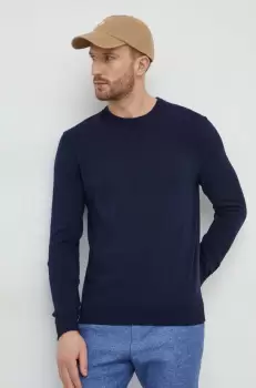 United Colors of Benetton pulover de bumbac culoarea albastru marin, light imagine