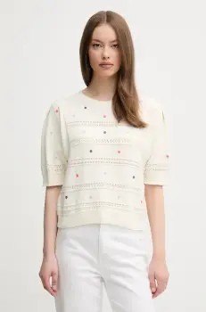 United Colors of Benetton pulover de bumbac culoarea bej, light, 10C1E10DO imagine
