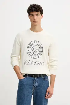 United Colors of Benetton pulover de bumbac culoarea bej, light, 10C1K10AI imagine