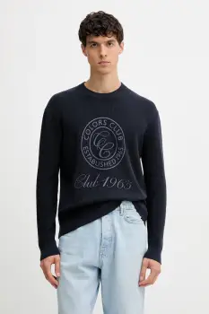 United Colors of Benetton pulover de bumbac culoarea bleumarin, light, 10C1K10AI imagine