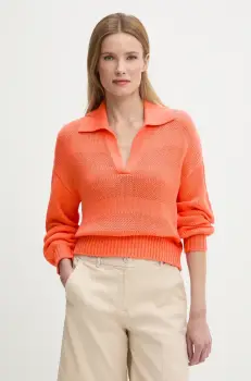 United Colors of Benetton pulover de bumbac culoarea portocaliu, 1898D3015 imagine