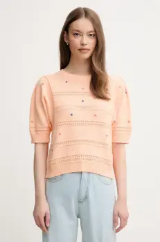 United Colors of Benetton pulover de bumbac culoarea portocaliu, light, 10C1E10DO imagine