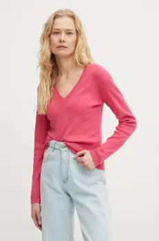 United Colors of Benetton pulover de bumbac culoarea roz, light, 1091D4625 imagine