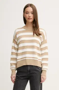 United Colors of Benetton pulover de bumbac femei, culoarea bej, 1494E10CW imagine