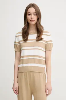 United Colors of Benetton pulover de bumbac femei, culoarea bej, light, 1294E10D0 imagine