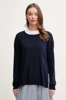 United Colors of Benetton pulover de bumbac femei, culoarea bleumarin, light, 1091D10D7 imagine