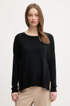 United Colors of Benetton pulover de bumbac femei, culoarea negru, light, 1091D10D7 imagine