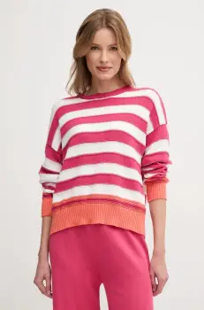 United Colors of Benetton pulover de bumbac femei, culoarea roz, 1494E10CW imagine