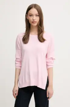 United Colors of Benetton pulover de bumbac femei, culoarea roz, light, 1091D10D7 imagine