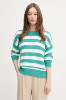 United Colors of Benetton pulover de bumbac femei, culoarea turcoaz, 1494E10CW imagine