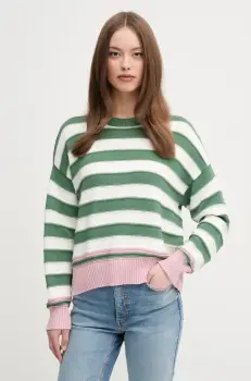 United Colors of Benetton pulover de bumbac femei, culoarea verde, 1494E10CW imagine
