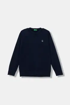 United Colors of Benetton pulover de bumbac pentru copii culoarea albastru marin, light, 120YC108S imagine