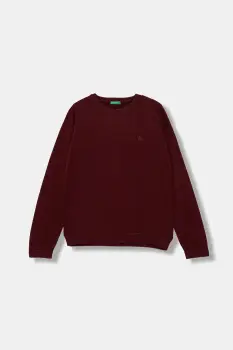 United Colors of Benetton pulover de bumbac pentru copii culoarea bordo, light, 120YC108S imagine