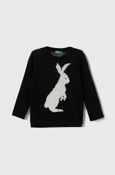 United Colors of Benetton pulover de bumbac pentru copii culoarea negru, light imagine