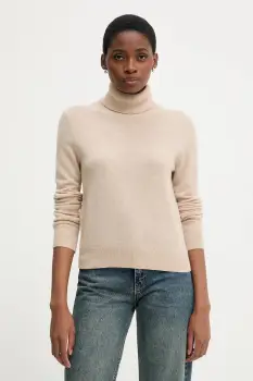 United Colors of Benetton pulover de casmir culoarea bej, light, cu guler, 1033D202D imagine