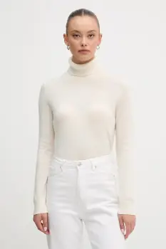 United Colors of Benetton pulover de casmir culoarea bej, light, cu guler, 1033D202D imagine