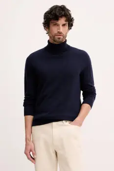 United Colors of Benetton pulover de casmir culoarea negru, light, cu guler, 1033U2011 imagine