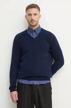 United Colors of Benetton pulover de lana barbati, culoarea albastru marin, light, 1006U4016 imagine