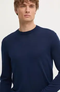 United Colors of Benetton pulover de lana barbati, culoarea albastru marin, light, 11AHU1056 imagine