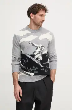 United Colors of Benetton pulover de lana barbati, culoarea gri, 1244K108R imagine