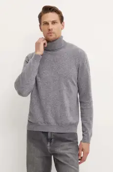 United Colors of Benetton pulover de lana barbati, culoarea gri, light, cu guler, 1002U2180 imagine