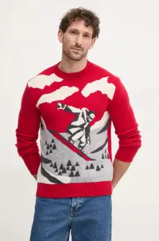 United Colors of Benetton pulover de lana barbati, culoarea rosu, 1244K108R imagine