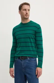 United Colors of Benetton pulover de lana barbati, culoarea verde, light, 11AHK107L imagine