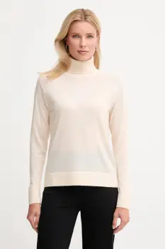 United Colors of Benetton pulover de lana culoarea bej, light, cu guler, 11AHD203Y imagine