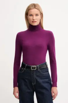 United Colors of Benetton pulover de lana culoarea gri, cu guler, 1002D2348 imagine