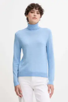 United Colors of Benetton pulover de lana culoarea gri, cu guler, 1002D2348 imagine