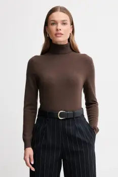 United Colors of Benetton pulover de lana culoarea gri, cu guler, 1002D2348 imagine