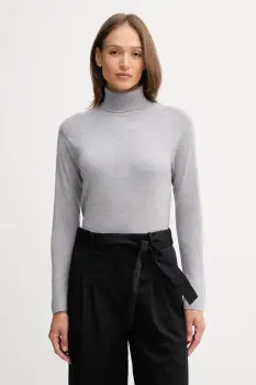 United Colors of Benetton pulover de lana culoarea gri, light, cu guler, 11AHD203Y imagine