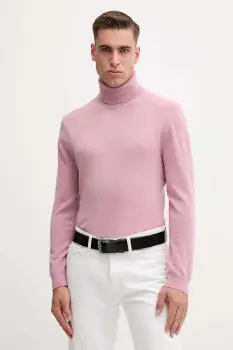 United Colors of Benetton pulover de lana culoarea maro, light, cu guler, 1002U2180 imagine