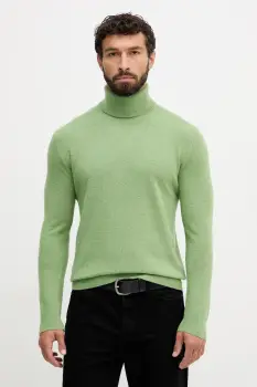 United Colors of Benetton pulover de lana culoarea maro, light, cu guler, 1002U2180 imagine