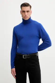 United Colors of Benetton pulover de lana culoarea maro, light, cu guler, 1002U2180 imagine