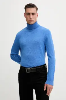 United Colors of Benetton pulover de lana culoarea maro, light, cu guler, 1002U2180 imagine