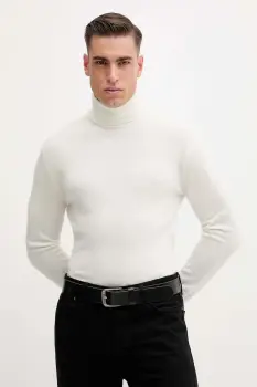 United Colors of Benetton pulover de lana culoarea maro, light, cu guler, 1002U2180 imagine