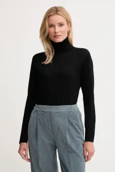 United Colors of Benetton pulover de lana culoarea negru, light, cu guler, 11AHD203Y imagine