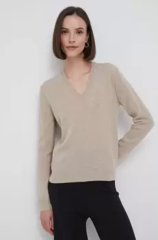 United Colors of Benetton pulover de lana femei, culoarea bej, light imagine