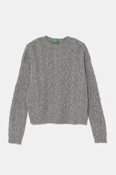 United Colors of Benetton pulover de lana pentru copii culoarea gri, 1344C107G imagine