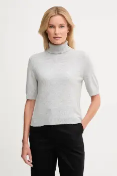 United Colors of Benetton pulover de lana pentru copii culoarea gri, light, cu guler, 102HD203X imagine