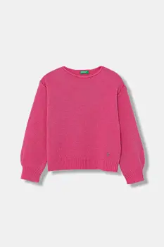 United Colors of Benetton pulover de lana pentru copii culoarea roz, light, 126WC108Q imagine