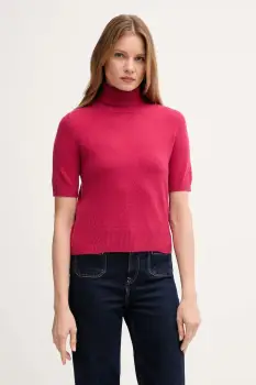 United Colors of Benetton pulover de lana pentru copii culoarea roz, light, cu guler, 102HD203X imagine