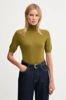 United Colors of Benetton pulover de lana pentru copii culoarea verde, light, cu guler, 102HD203X imagine