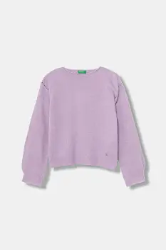 United Colors of Benetton pulover de lana pentru copii culoarea violet, light, 126WC108Q imagine