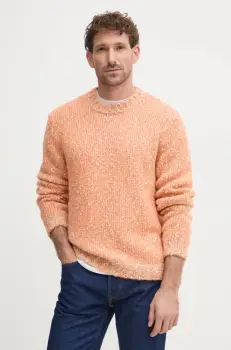 United Colors of Benetton pulover din amestec de lana barbati, culoarea portocaliu, 116NU108M imagine