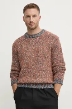 United Colors of Benetton pulover din amestec de lana barbati, culoarea portocaliu, 116NU108M imagine