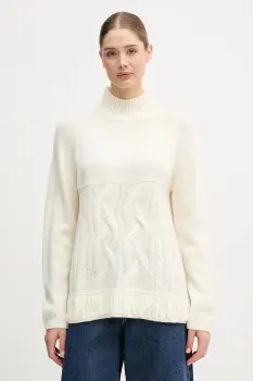 United Colors of Benetton pulover din amestec de lana culoarea bej, cu turtleneck, 191VD204A imagine