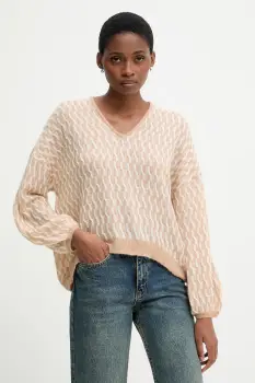 United Colors of Benetton pulover din amestec de lana culoarea bej, light, 1012E403C imagine