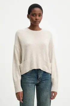 United Colors of Benetton pulover din amestec de lana culoarea bej, light, 126WD10E4 imagine